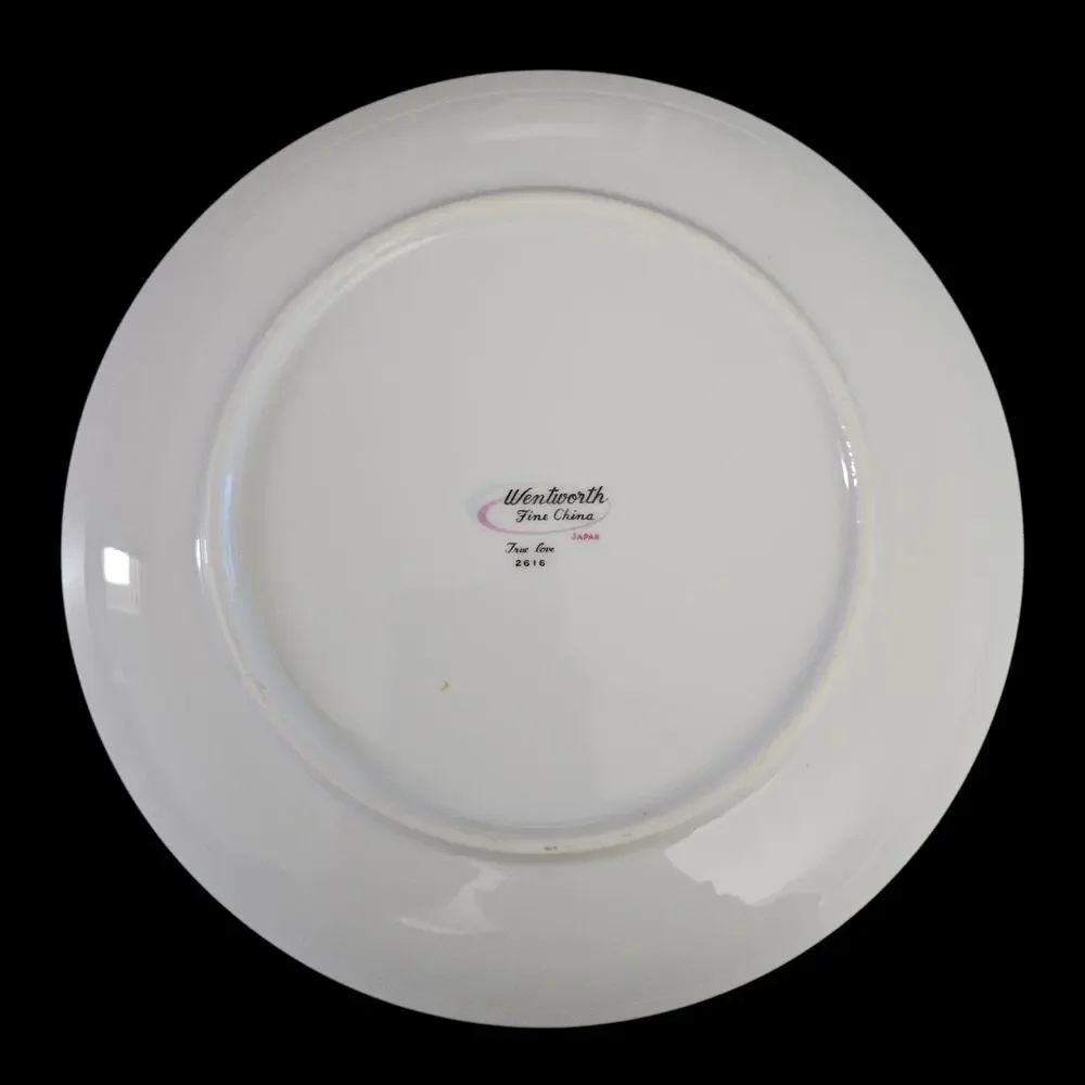 Wentworth Fine China True Love 2616 Japan Salad Plates Set of 4 Platinum Trim